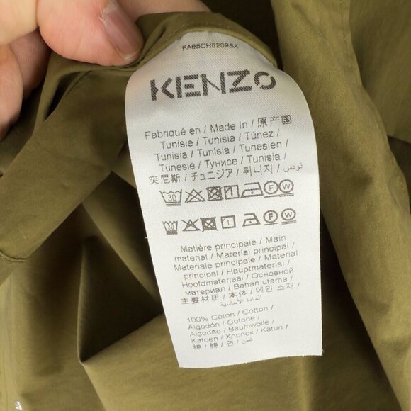 KENZO Button Down Cargo Maxi Pocket Oversized Fit Cotton Green Logo OverShirt  M - Picture 10 of 16